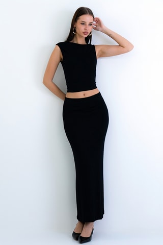Crop top e gonna lunga - Nero