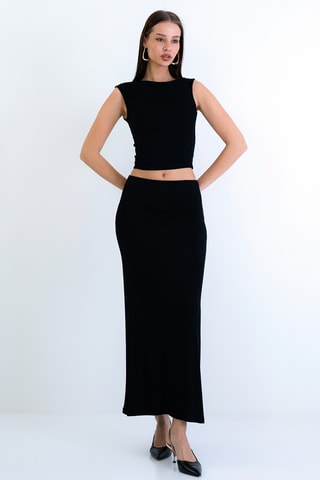 Crop top e gonna lunga - Nero