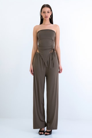 Top bustier e pantaloni - Kaki