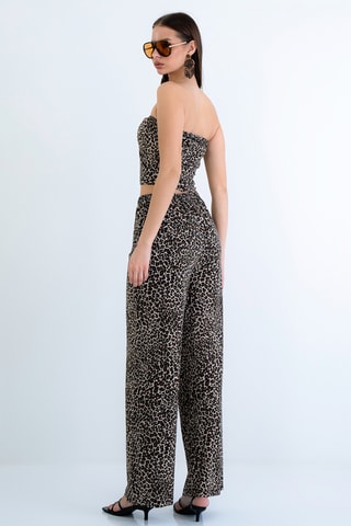 Top bustier e pantaloni a vita alta - Marrone