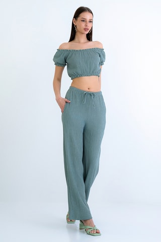Crop top e pantaloni - Verde chiaro