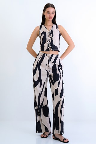 Gilet corto e pantaloni a vita alta - Nero