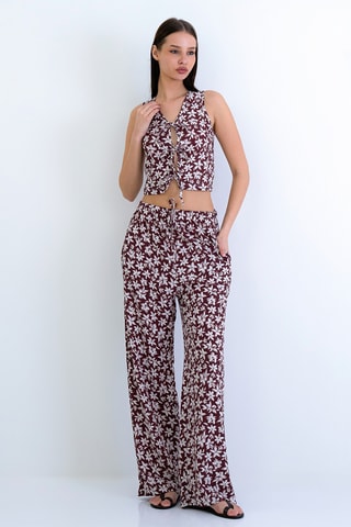 Gilet corto e pantaloni a vita alta - Rosa