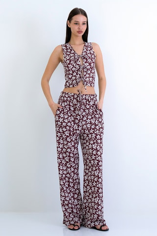 Gilet corto e pantaloni a vita alta - Rosa