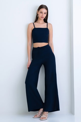 Crop top e pantaloni a vita alta - Navy