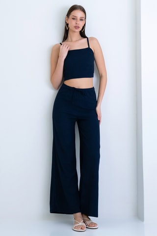 Crop top e pantaloni a vita alta - Navy