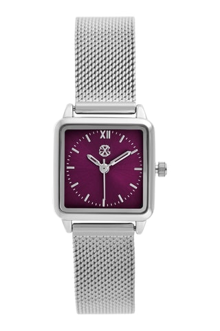 Reloj de cuarzo de metal aleado - Plateado y burdeos