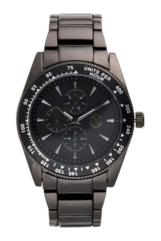Reloj de cuarzo de metal aleado - Antracita y negro
