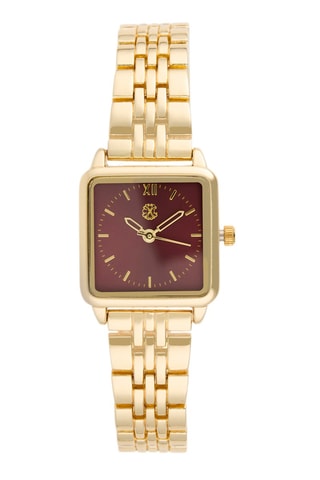 Reloj de cuarzo de metal aleado - Dorado y burdeos
