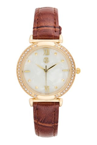 Reloj de cuarzo de poliuretano - Marrón oscuro y dorado