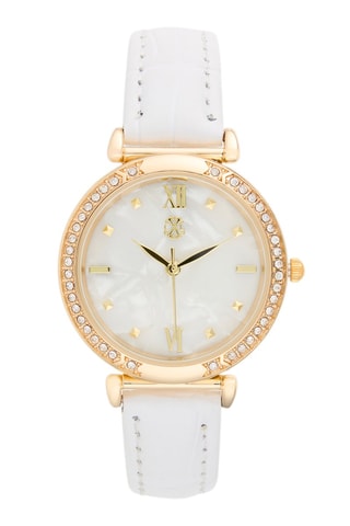 Reloj de cuarzo de poliuretano - Blanco y dorado