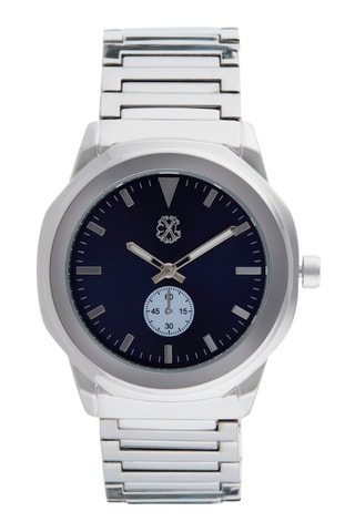 Reloj de cuarzo de aleación - Plateado y azul oscuro