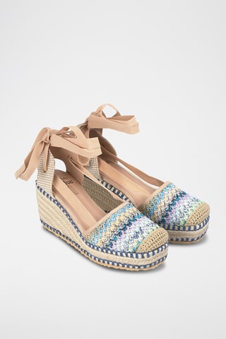 Espadrilles met Sleehak - Donkerblauw en Beige