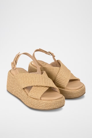 Sandalen met Sleehak - Beige