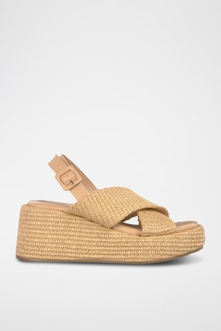 Sandalen met Sleehak - Beige