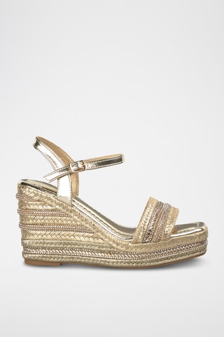 Sandalen met Sleehak - Goudkleurig