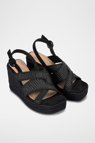 Sandalen met Sleehak - Zwart