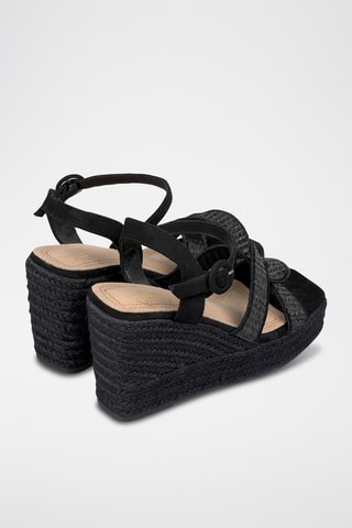 Sandalen met Sleehak - Zwart