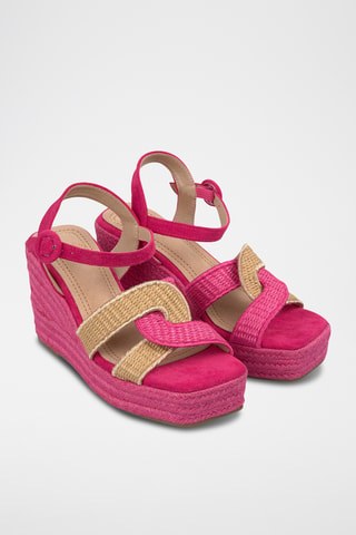 Sandalen met Sleehak - Fuchsia