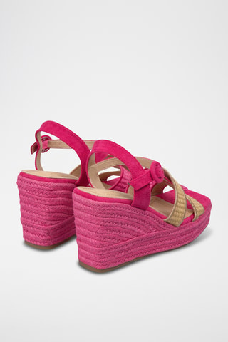 Sandalen met Sleehak - Fuchsia