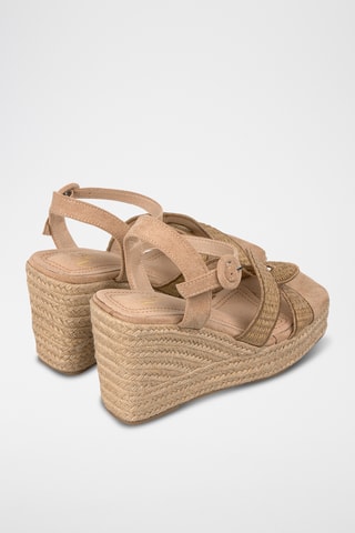 Sandalen met Sleehak - Beige