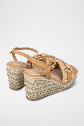 Sandalen met Sleehak - Beige