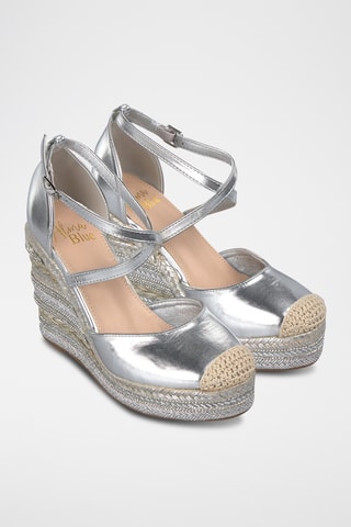 Espadrilles met Sleehak - Zilverkleurig
