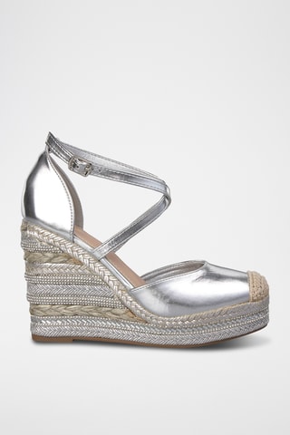 Espadrilles met Sleehak - Zilverkleurig