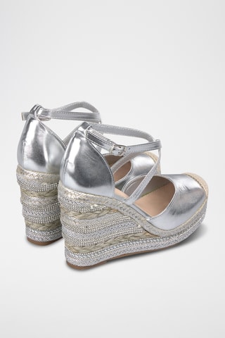 Espadrilles met Sleehak - Zilverkleurig