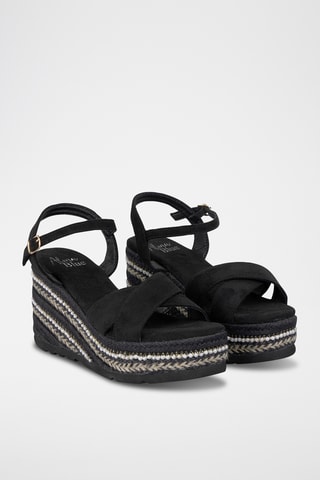 Sandalen met Sleehak - Zwart