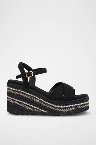 Sandalen met Sleehak - Zwart