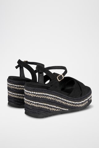 Sandalen met Sleehak - Zwart