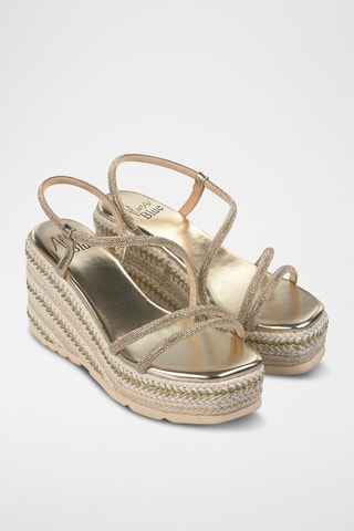 Sandalen met Sleehak - Goudkleurig