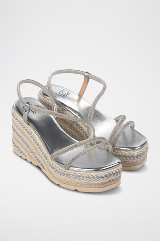Sandalen met Sleehak - Zilverkleurig