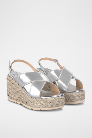 Sandalen met Sleehak - Zilverkleurig