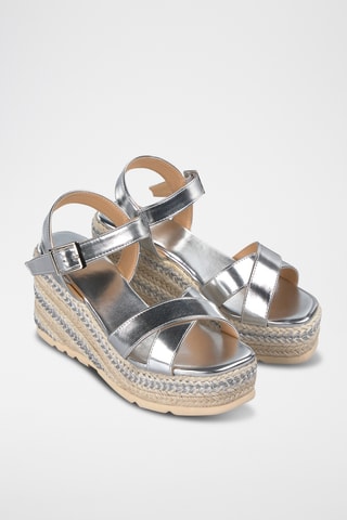 Sandalen met Sleehak - Zilverkleurig