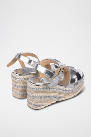 Sandalen met Sleehak - Zilverkleurig