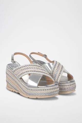 Sandalen met Sleehak - Zilverkleurig