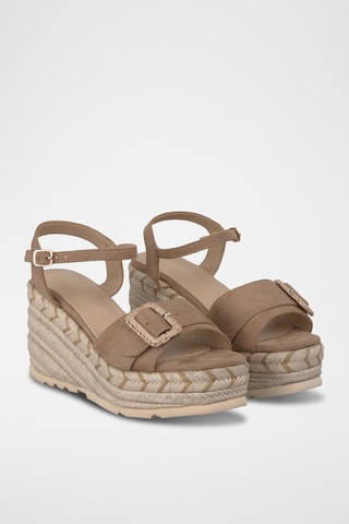 Sandalen met Sleehak - Camel