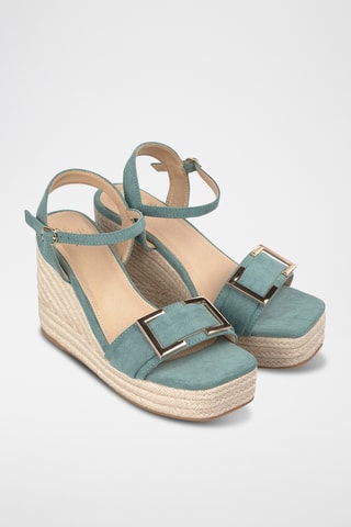 Sandalen met Sleehak - Turquoise