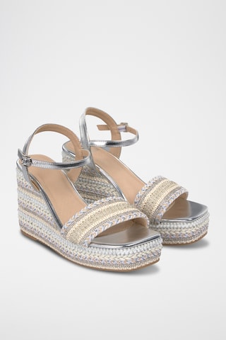Sandalen met Sleehak - Zilverkleurig