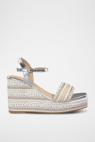 Sandalen met Sleehak - Zilverkleurig