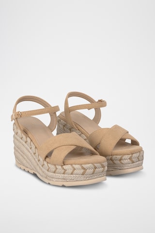 Sandalen met Sleehak - Camel
