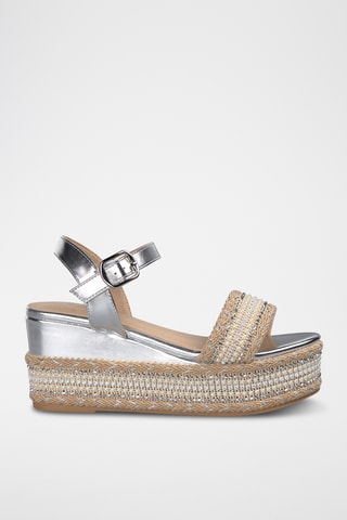 Sandalen met Sleehak - Zilverkleurig