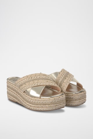 Platform Muiltjes - Goudkleurig en Beige