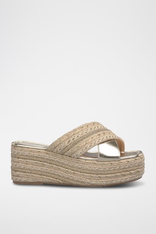 Platform Muiltjes - Goudkleurig en Beige