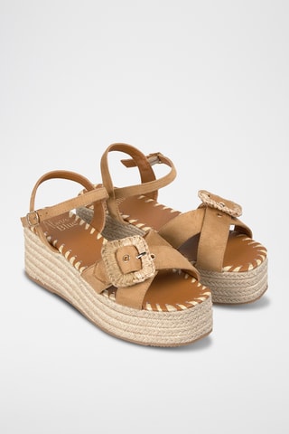 Sandali con zeppa - Cammello