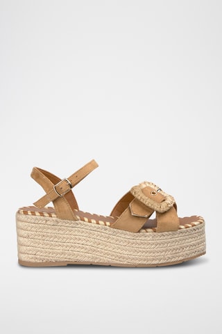 Sandali con zeppa - Cammello