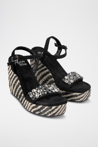Sandalen met Sleehak - Zwart
