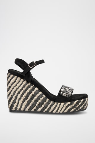Sandalen met Sleehak - Zwart